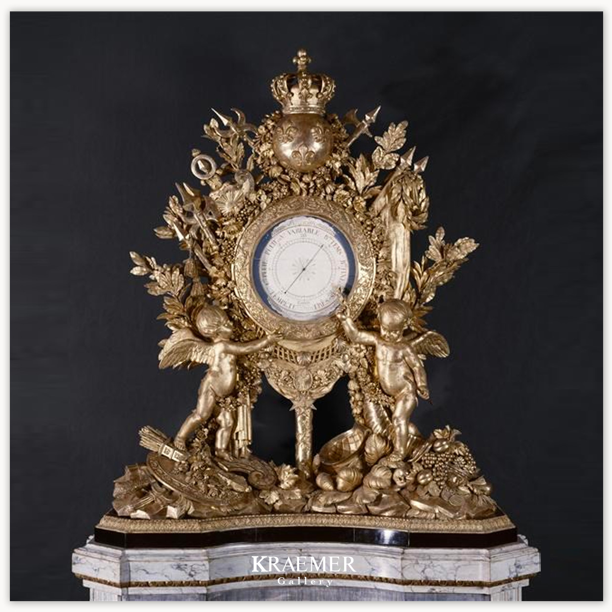 Baromètre Bronze Doré Style Louis XV - Décor Pampres De Vigne