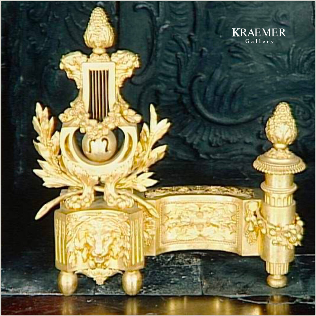 Paire de chenets, par Claude-Jean Pithouin époque LousXVI - Chateau de Versailles