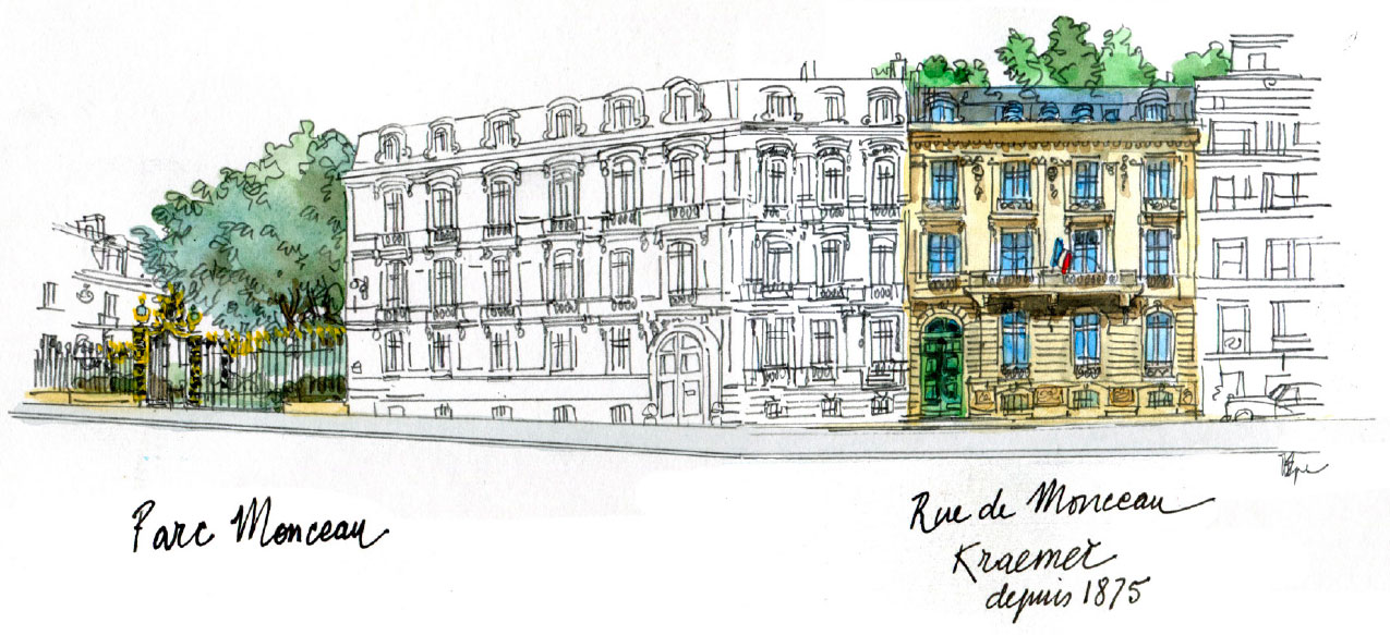 Dessin Rue de Monceau Kraemer depuis 1875