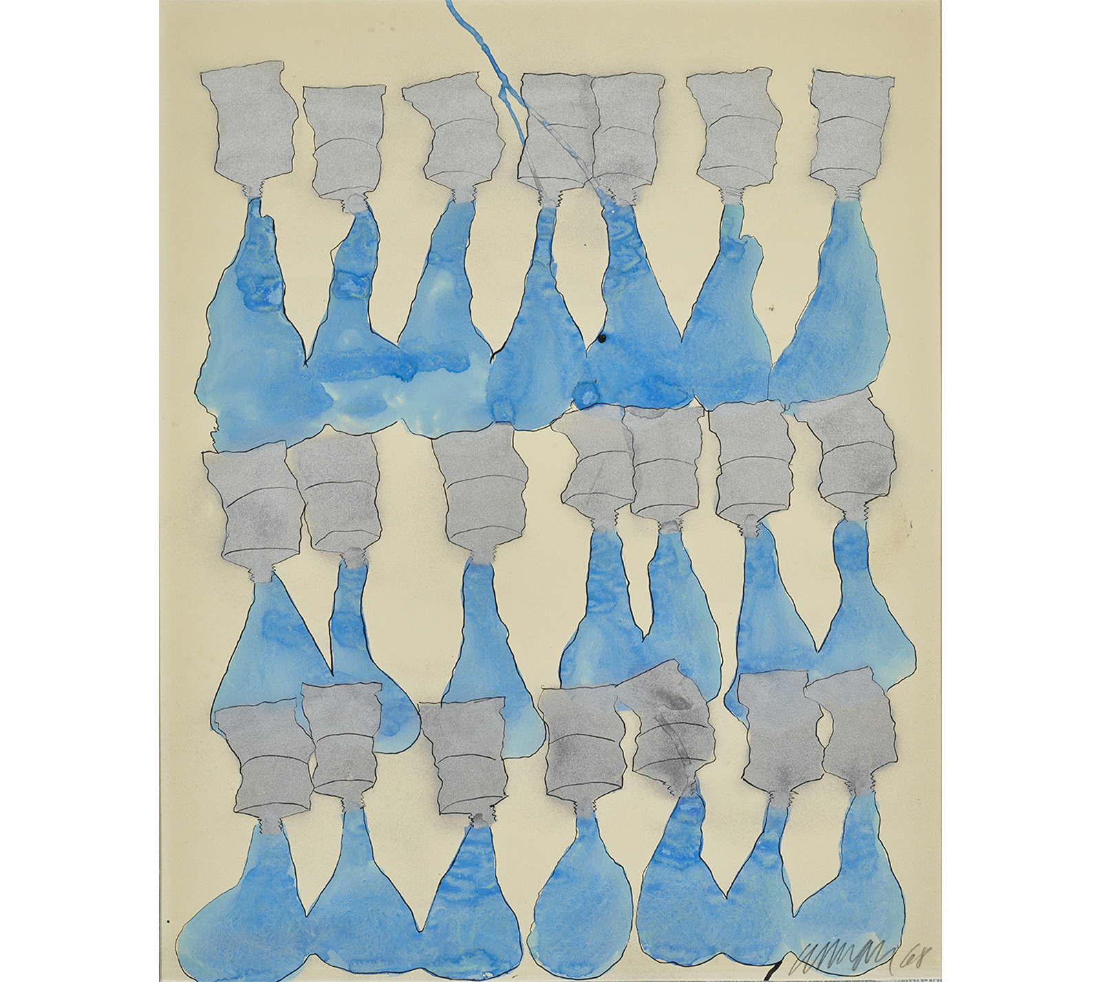Armand (1928-2005) [Sans titre] 1968 Aquarelle sur papier Pastel sur papier