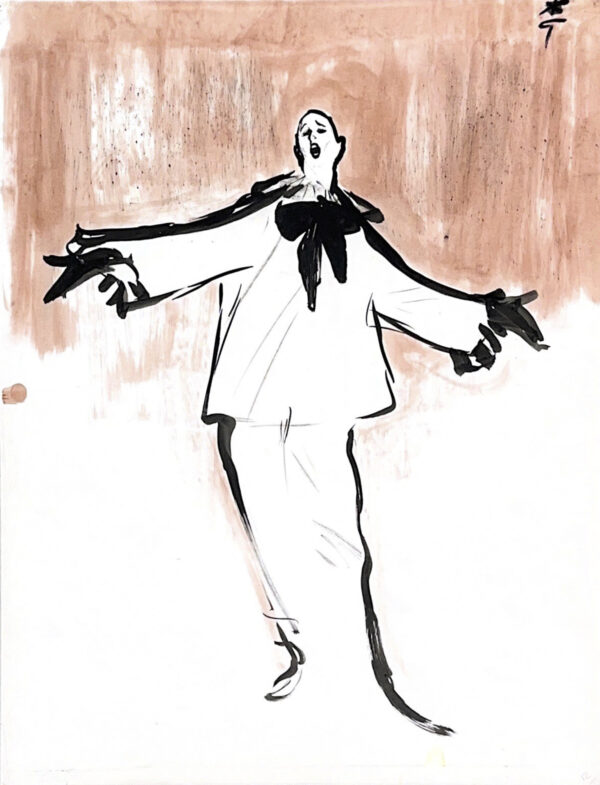 René Gruau (1909-2004) Le Clown blanc Aquarelle et encre sur papier